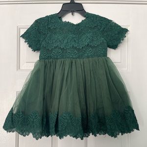 Brand new modest toddler emerald green dress